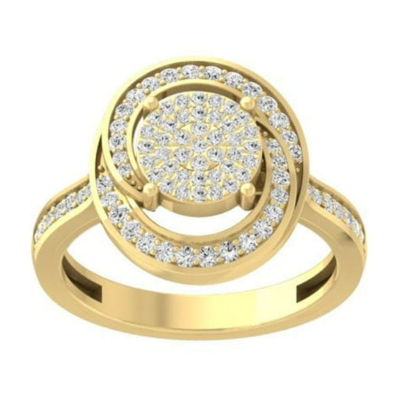 ARAIYA FINE JEWELRY 10K Yellow Gold Round Lab Grown Diamond Cluster Engagement Ring (2/5 cttw, VS1 Clarity, D-F Color) Size 7