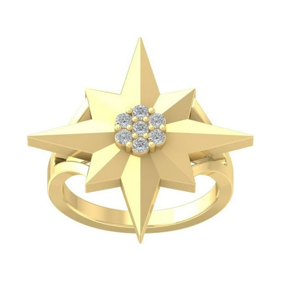 ARAIYA FINE JEWELRY 10K Yellow Gold Round Lab Grown Diamond Cluster Star Ring (1/5 cttw, VS Clarity, D-E Color) Size 6