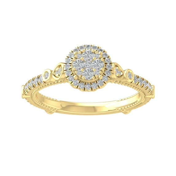 ARAIYA FINE JEWELRY 10K Yellow Gold Round Lab Grown Diamond Engagement Ring (1/2 cttw, VS Clarity, D-E Color) Size 5.5