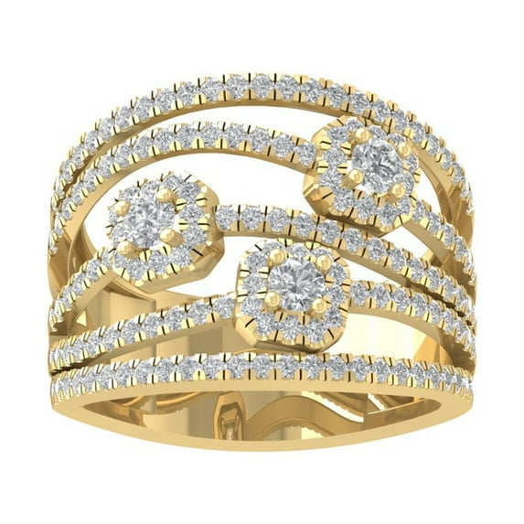 ARAIYA FINE JEWELRY 10K Yellow Gold Round Lab Grown Diamond Engagement Ring (1 cttw, VS Clarity, D-E Color) Size 10