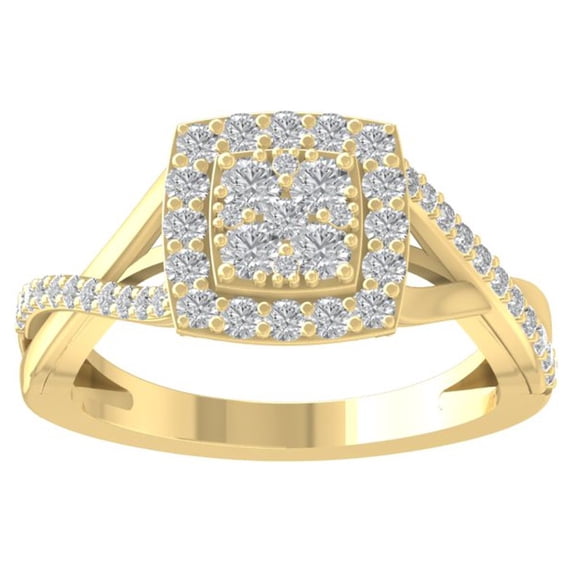 ARAIYA FINE JEWELRY 10K Yellow Gold Round Lab Grown Diamond Engagement Ring (5/8 cttw, VS Clarity, D-E Color) Size 10