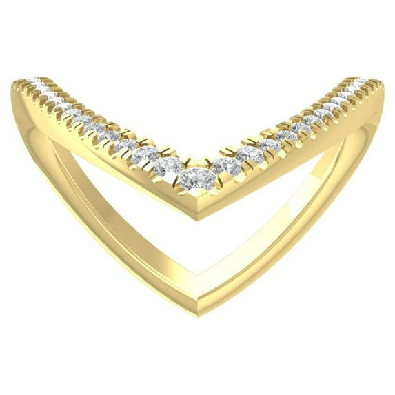 ARAIYA FINE JEWELRY 10K Yellow Gold Round Lab Grown Diamond V Shaped Band Ring (1/10 cttw, VS Clarity, D-E Color) Size 9