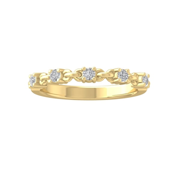 ARAIYA FINE JEWELRY 10K Yellow Gold Round Lab Grown Diamond link Band Ring (1/4 cttw, VS Clarity, D-E Color) Size 5