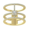thumbnail image 1 of ARAIYA FINE JEWELRY 10K Yellow Gold Round and Princess shape Lab Grown Diamond Three Row Solitaire Engagement Ring (1/2 cttw, VS Clarity, D-E Color) Size 7.5, 1 of 1