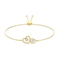 thumbnail image 1 of ARAIYA FINE JEWELRY 10K Yellow Gold Round Shape Diamond Two Heart Bolo Bracelet (1/3 Cttw, I-J Color, I2-I3 Clarity) 9 inch, 1 of 6