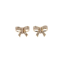 ARAIYA FINE JEWELRY 10K Yellow Gold Round-Shape Lab Grown Diamond Bow Knot Stud Earrings (1/3 Cttw, D-F Color, VS1 Clarity)