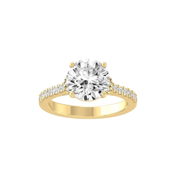 ARAIYA FINE JEWELRY 10K Yellow Gold Round-Shape Lab Grown Diamond Engagement Ring (3 1/2 Cttw, D-F Color, VS1 Clarity) Size 6