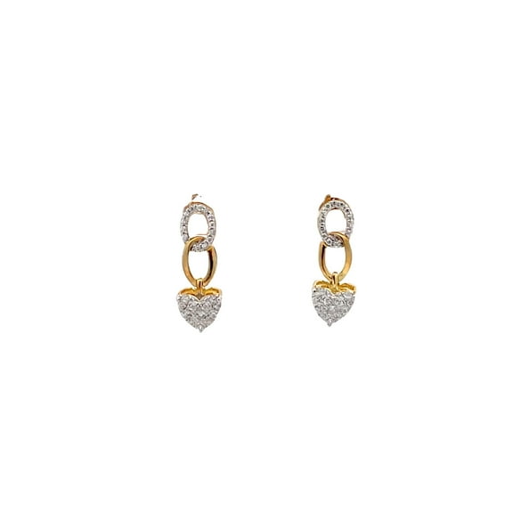 ARAIYA FINE JEWELRY 10K Yellow Gold Round-Shape Lab Grown Diamond Heart Dangle Earrings (1/5 Cttw, D-F Color, VS1 Clarity)