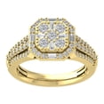 thumbnail image 1 of ARAIYA FINE JEWELRY 10K Yellow Gold Round and Baguette Lab Grown Diamond Halo Cluster Ring (1 cttw, D-F Color, VS Clarity), Size 7.5, 1 of 5