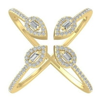 ARAIYA FINE JEWELRY 10K Yellow Gold Round and Baguette shape Lab Grown Diamond Band Ring (1/2 cttw, VS Clarity, D-F Color) Size 6