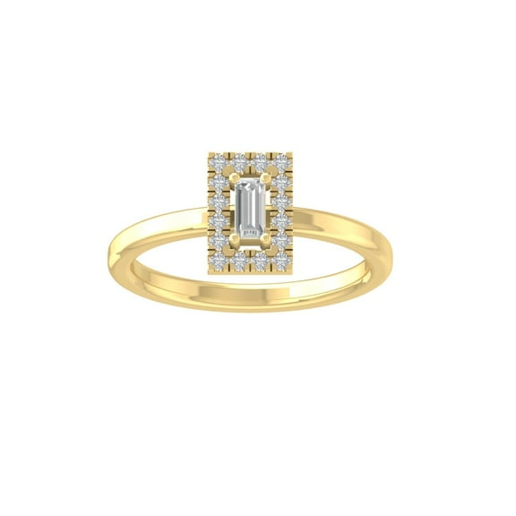 ARAIYA FINE JEWELRY 10K Yellow Gold Round and Baguette shape Lab Grown Diamond Band Ring (1/4 cttw, VS Clarity, D-F Color) Size 10