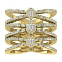 ARAIYA FINE JEWELRY 10K Yellow Gold Round and Baguette shape Lab Grown Diamond Band Ring (3/4 cttw, VS Clarity, D-F Color) Size 8