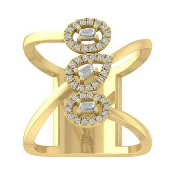 ARAIYA FINE JEWELRY 10K Yellow Gold Round and Baguette-shape Lab Grown Diamond Wedding Band Ring (1/3 cttw, D-F Color, VS Clarity) Size 8.5