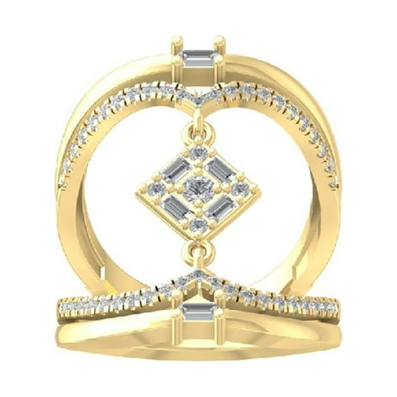 ARAIYA FINE JEWELRY 10K Yellow Gold Round and Baguette-shape Lab Grown Diamond Wedding Band Ring (3/4 cttw, D-F Color, VS Clarity) Size 9.5