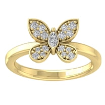 ARAIYA FINE JEWELRY 10K Yellow Gold Round and Marquise Lab Grown Diamond Butterfly Band Ring (1/3 cttw, D-F Color, VS Clarity), Size 7