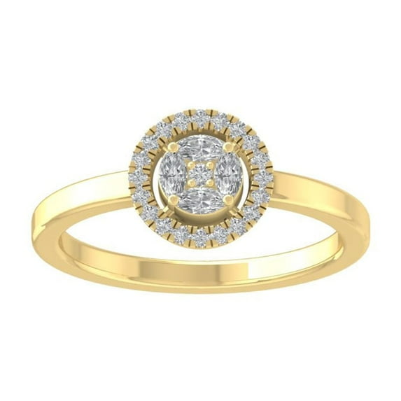 ARAIYA FINE JEWELRY 10K Yellow Gold Round and Marquise shape Diamond Band Ring (1/4 cttw, I2-I3 Clarity, I-J Color) Size 9