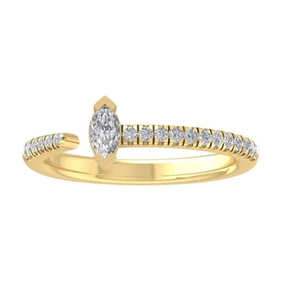 ARAIYA FINE JEWELRY 10K Yellow Gold Round and Marquise-shape Diamond Fashion Band Ring (1/3 cttw, I-J Color, I2-I3 Clarity) Size 9.5