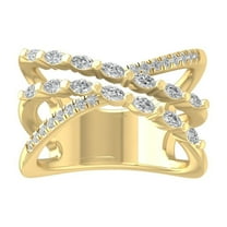 ARAIYA FINE JEWELRY 10K Yellow Gold Round and Marquise shape Lab Grown Diamond Band Ring (5/8 cttw, VS Clarity, D-F Color) Size 6.5