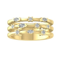 ARAIYA FINE JEWELRY 10K Yellow Gold Round and Marquise shape Lab Grown Diamond Three Row Wedding Band Ring (1/3 cttw, VS Clarity, D-E Color) Size 5.5