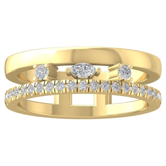 ARAIYA FINE JEWELRY 10K Yellow Gold Round and Marquise shape Lab Grown Diamond Wedding Band Ring (1/3 cttw, VS Clarity, D-E Color) Size 5