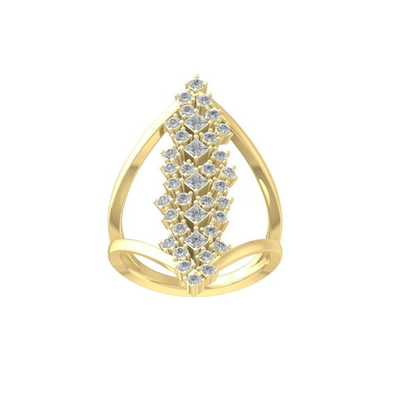 ARAIYA FINE JEWELRY 10K Yellow Gold Round and Princess shape Lab Grown Diamond Band Ring (1 cttw, VS Clarity, D-F Color) Size 6