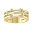 thumbnail image 1 of ARAIYA FINE JEWELRY 10K Yellow Gold Round and Princess shape Lab Grown Diamond Three Row Wedding Band Ring (1/3 cttw, VS Clarity, D-E Color) Size 7.5, 1 of 1