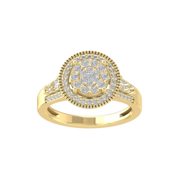 ARAIYA FINE JEWELRY 10K Yellow Gold Round and Triangle-shape Diamond Engagement Ring (5/8 cttw, I-J Color, I2-I3 Clarity), Size 5.5
