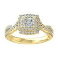 thumbnail image 1 of ARAIYA FINE JEWELRY 10K Yellow Gold Round and asscher shape Diamond Halo Engagement Ring (7/8 cttw, I-J Color, I2-I3 Clarity) Size 9.5, 1 of 6