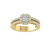ARAIYA FINE JEWELRY 10K Yellow Gold Round and baguette shape Diamond Engagement Ring (3/4 cttw, I2-I3 Clarity, I-J Color) Size 7.5