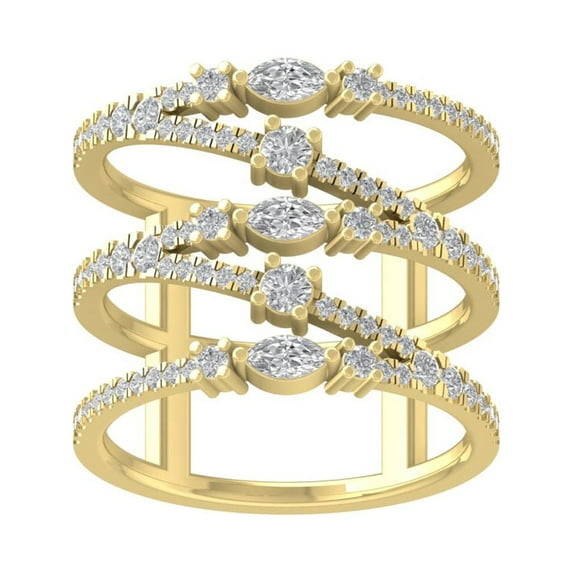 ARAIYA FINE JEWELRY 10K Yellow Gold Round and marquise-shape Diamond Fashion Ring (1 cttw, I2-I3 Clarity, I-J Color) Size 9.5
