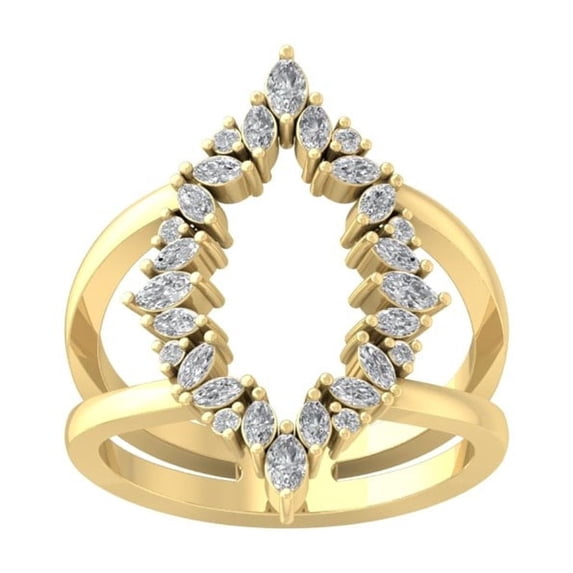 ARAIYA FINE JEWELRY 10K Yellow Gold Round and marquise-shape Diamond Fashion Wedding Band Ring (7/8 cttw, I-J Color, I1 Clarity) Size 6