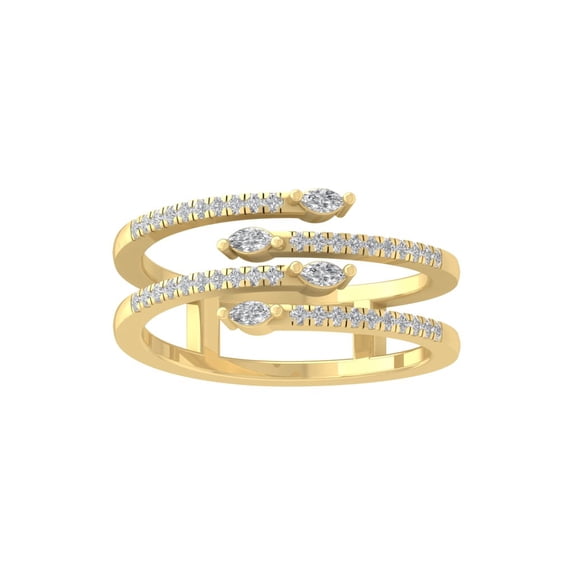 ARAIYA FINE JEWELRY 10K Yellow Gold Round and marquise-shape Lab Grown Diamond Fashion Ring (1/4 cttw, VS Clarity, D-F Color) Size 10