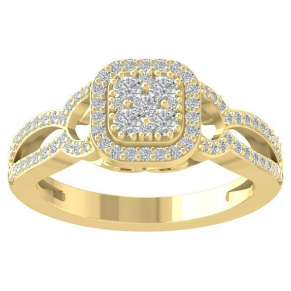 ARAIYA FINE JEWELRY 10K Yellow Gold Round-shape Diamond Composite Ring (1/2 cttw, I2-I3 Clarity, I-J Color) Size 7