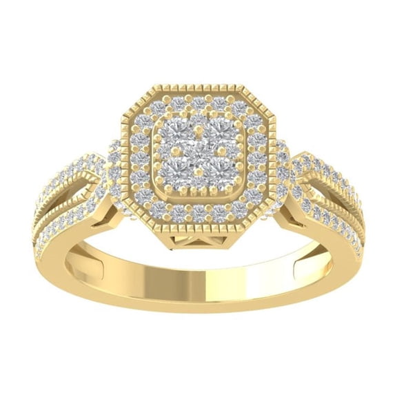 ARAIYA FINE JEWELRY 10K Yellow Gold Round-shape Diamond Composite Ring (5/8 cttw, I2-I3 Clarity, I-J Color) Size 6.5