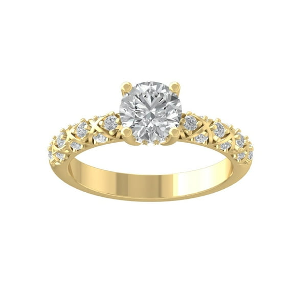 ARAIYA FINE JEWELRY 10K Yellow Gold Round-shape Diamond Engagement Ring (1 1/3 cttw, I2-I3 Clarity, I-J Color) Size 5.5