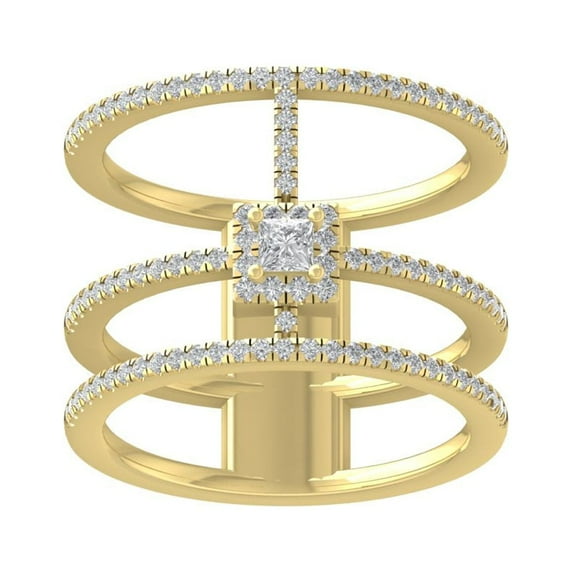 ARAIYA FINE JEWELRY 10K Yellow Gold Round-shape Diamond Fashion Ring (1/2 cttw, I2-I3 Clarity, I-J Color) Size 10