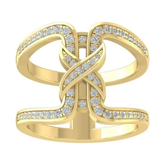 ARAIYA FINE JEWELRY 10K Yellow Gold Round-shape Diamond Fashion Ring (1/3 cttw, I2-I3 Clarity, I-J Color) Size 5