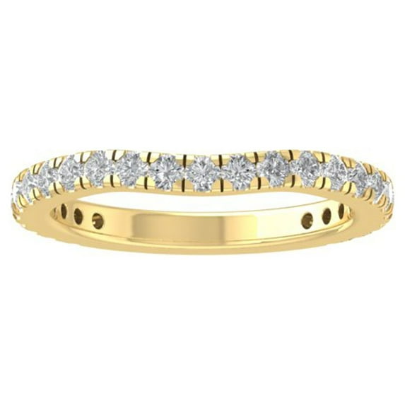 ARAIYA FINE JEWELRY 10K Yellow Gold Round-shape Diamond Wedding Band Ring (5/8 cttw, I2-I3 Clarity, I-J Color) Size 9