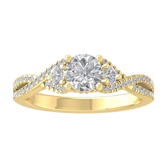 ARAIYA FINE JEWELRY 10K Yellow Gold Round-shape Lab Grown Diamond Engagement Ring (1 1/4 cttw, VS Clarity, D-F Color) Size 5.5