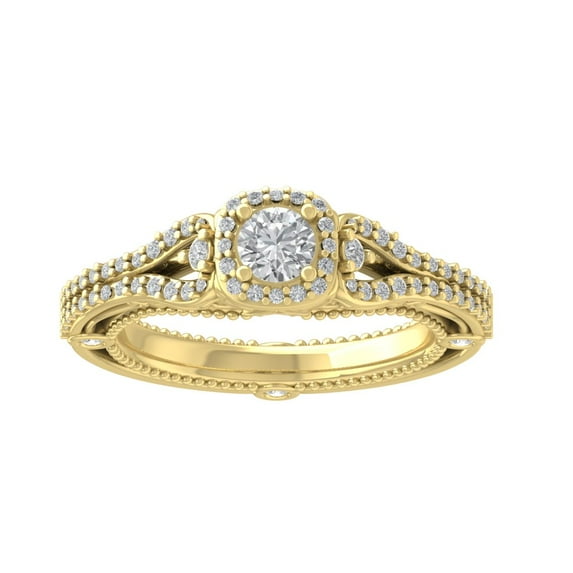 ARAIYA FINE JEWELRY 10K Yellow Gold Round-shape Lab Grown Diamond Engagement Ring (3/4 cttw, VS Clarity, D-F Color) Size 7.5