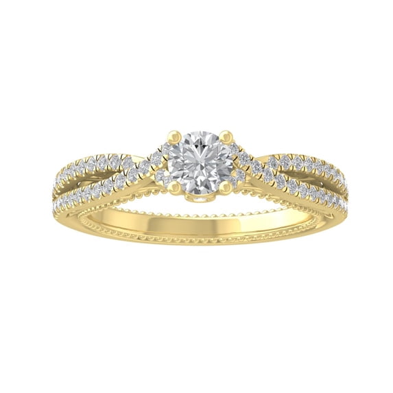 ARAIYA FINE JEWELRY 10K Yellow Gold Round-shape Lab Grown Diamond Engagement Ring (7/8 cttw, VS Clarity, D-F Color) Size 8