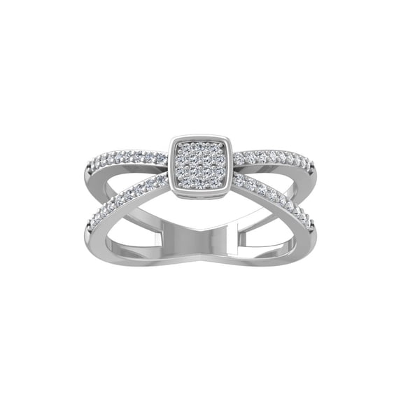 ARAIYA FINE JEWELRY 10k White Gold Cluster Diamond Wedding Band Ring (1/4 cttw, I-J Color, I2-I3 Clarity) Size 9