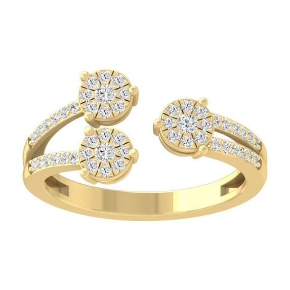 ARAIYA FINE JEWELRY 10k Yellow Gold Cluster Diamond Wedding Band Ring (1/3 cttw, I-J Color, I2-I3 Clarity) Size 5