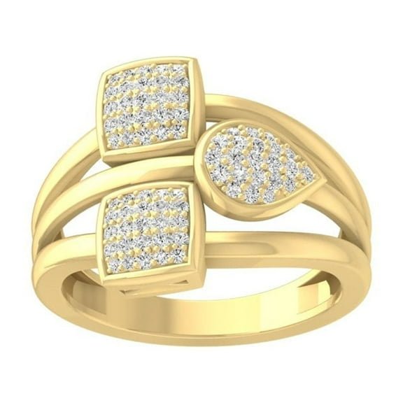 ARAIYA FINE JEWELRY 10k Yellow Gold Cluster Diamond Wedding Band Ring (1/3 cttw, I-J Color, I2-I3 Clarity) Size 6.5