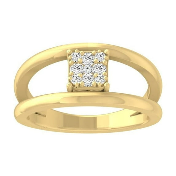 ARAIYA FINE JEWELRY 10k Yellow Gold Cluster Diamond Wedding Band Ring (1/5 cttw, I-J Color, I2-I3 Clarity) Size 8