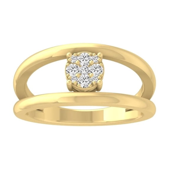 ARAIYA FINE JEWELRY 10k Yellow Gold Cluster Diamond Wedding Band Ring (1/5 cttw, I-J Color, I2-I3 Clarity) Size 9.5
