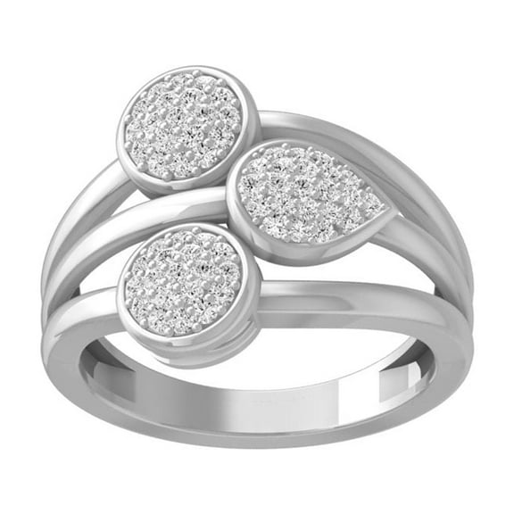 ARAIYA FINE JEWELRY 14K Solid White Gold Cluster Diamond Wedding Band Ring (1/3 cttw, I-J Color, I2-I3 Clarity) Size 6.5