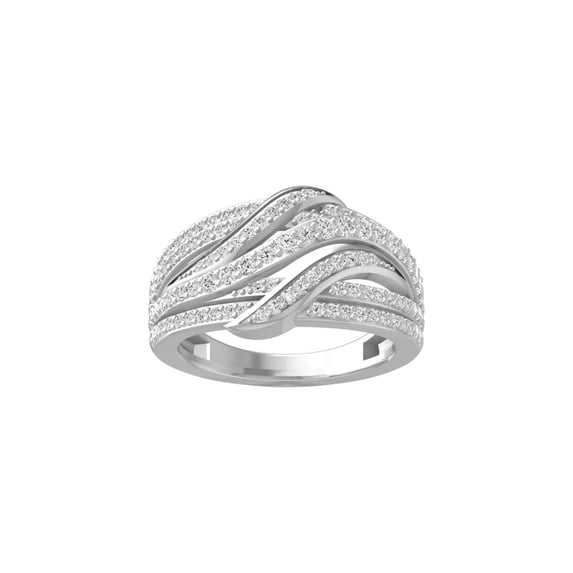ARAIYA FINE JEWELRY 14K Solid White Gold Diamond Wedding Anniversary Band Ring (3/4 cttw, I-J Color, I2-I3 Clarity) Size 7.5