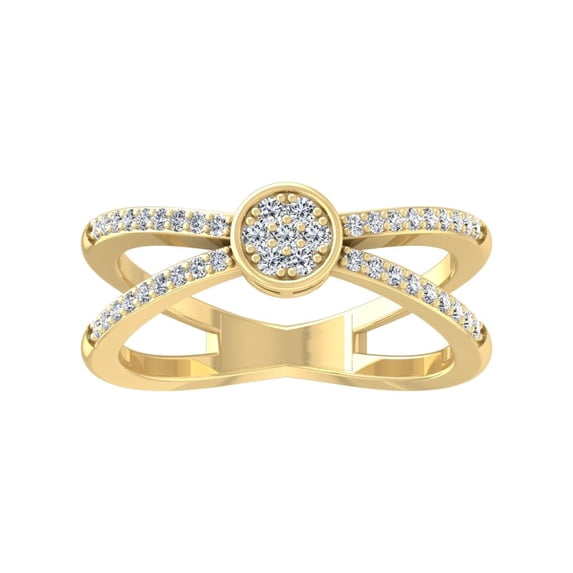 ARAIYA FINE JEWELRY 14K Solid Yellow Gold Cluster Diamond Wedding Band Ring (1/4 cttw, I-J Color, I2-I3 Clarity) Size 6