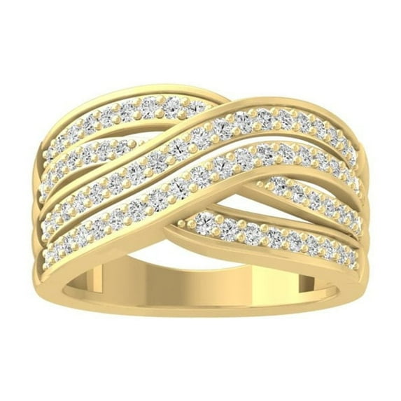 ARAIYA FINE JEWELRY 14K Solid Yellow Gold Diamond Wedding Anniversary Band Ring (5/8 cttw, I-J Color, I2-I3 Clarity) Size 9.5